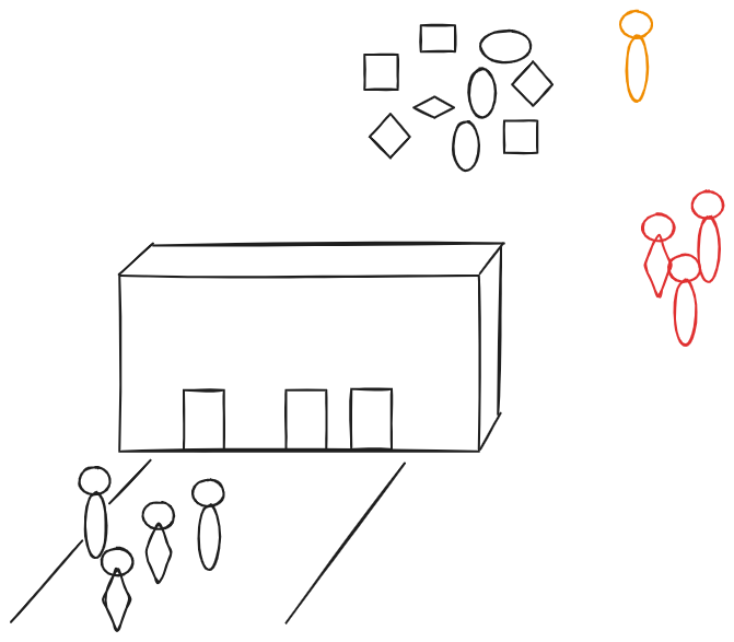 Menschen ohne Mauer rot umrahmt